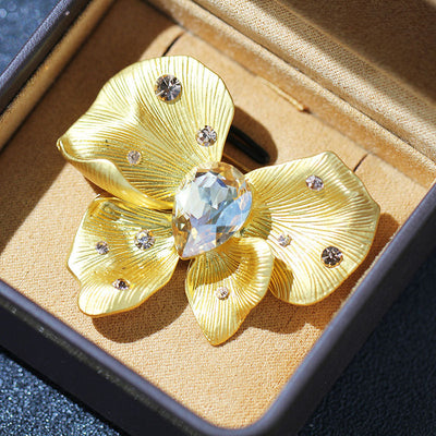 Butterfly natural crystal brooch