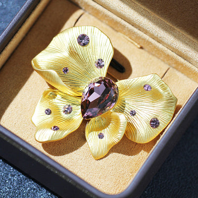 Butterfly natural crystal brooch