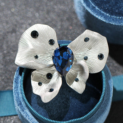 Butterfly natural crystal brooch