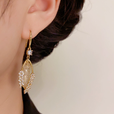 Zircon wheat ear earrings