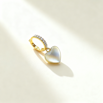 Heart-Shaped Cat’s Eye Earrings