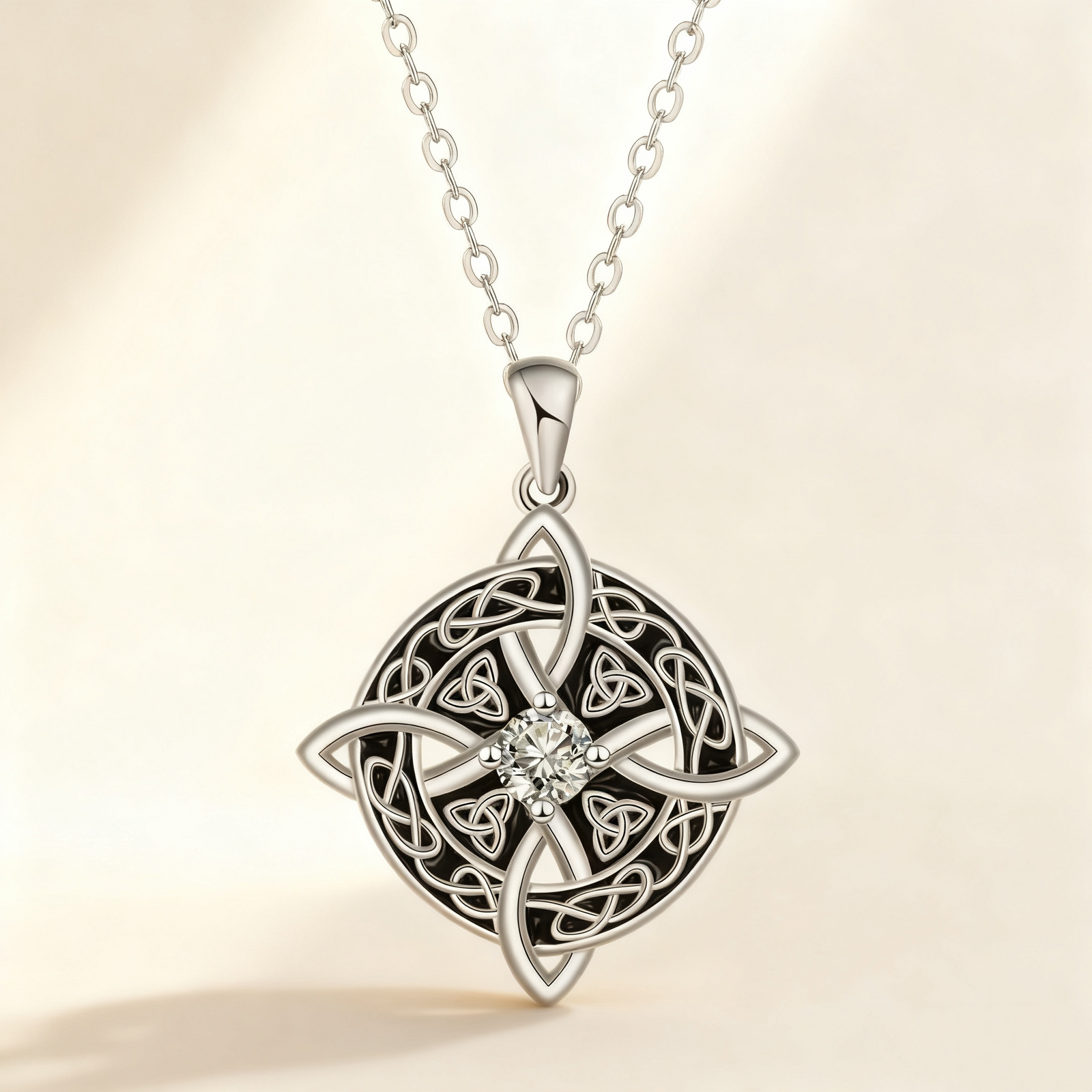 Celtic Knot Diamond Pendant Necklace