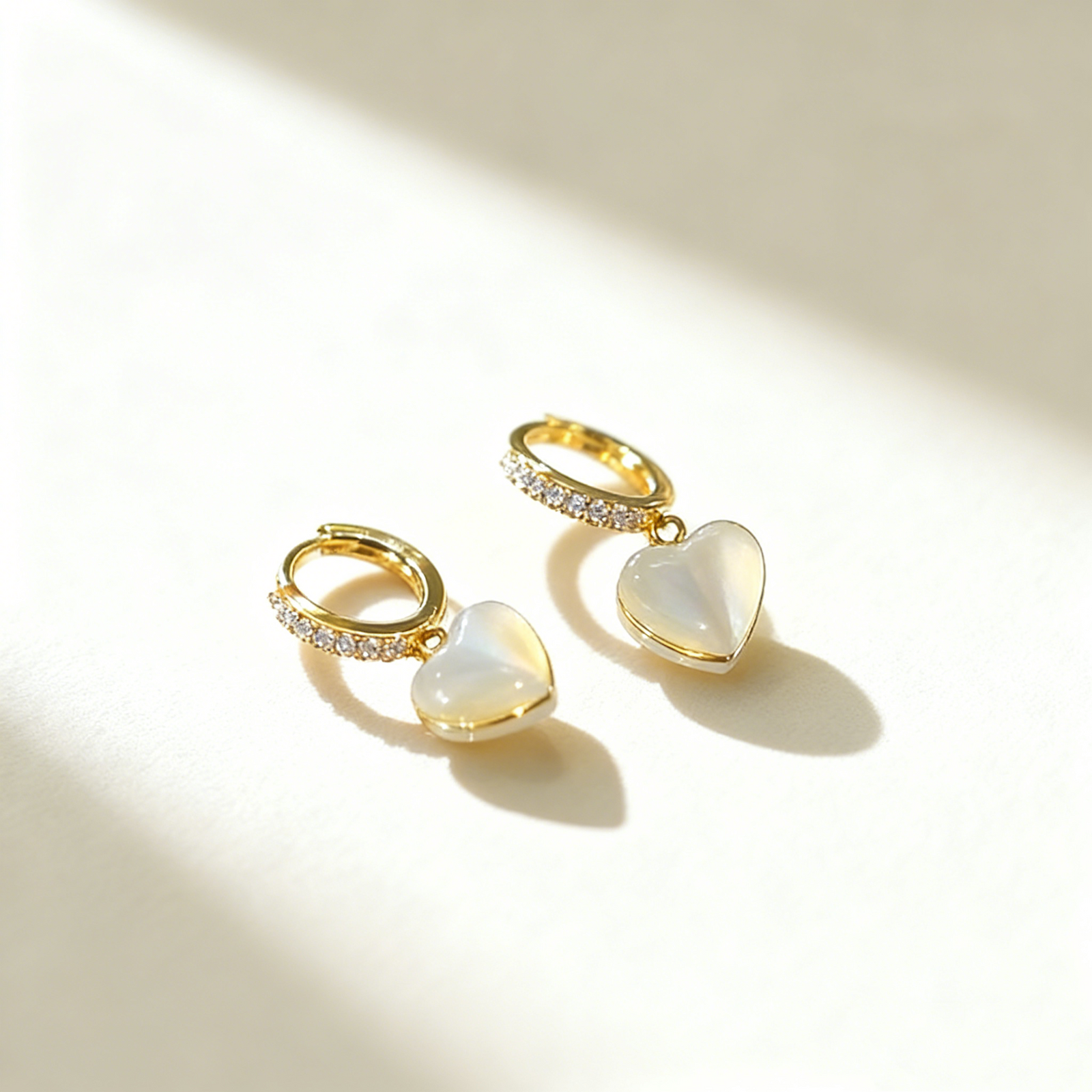 Heart-Shaped Cat’s Eye Earrings