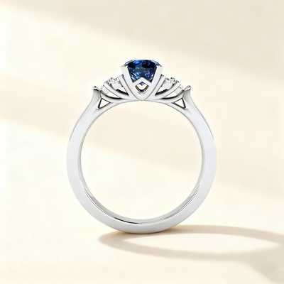 Blue Sapphire Pavé Ring