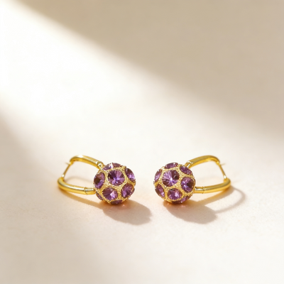 Full-Pave Amethyst Ball Earrings
