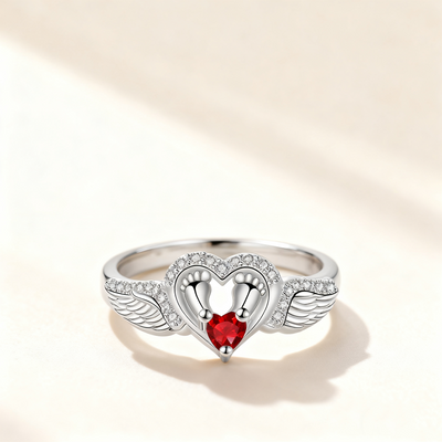 Little Foot Red Crystal Wing Ring