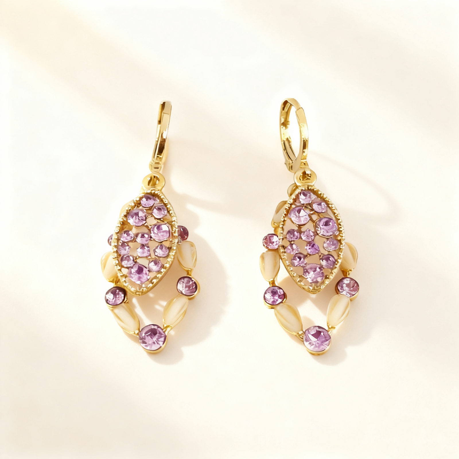 Amethyst Double-Layer Tassel Earrings