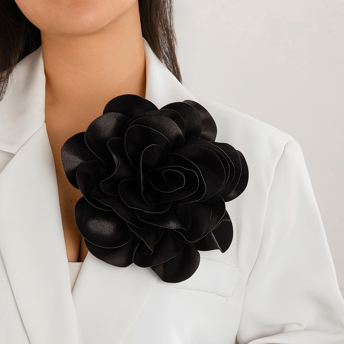 Large Rose Flower Duckbill Clip Brooch