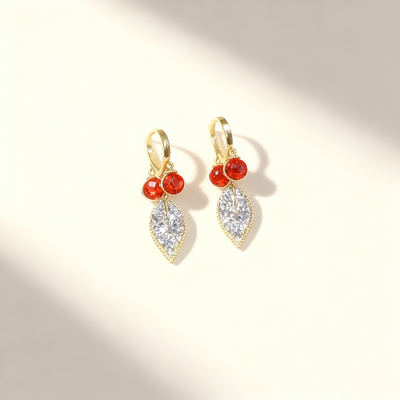 Leaf Ruby Earrings