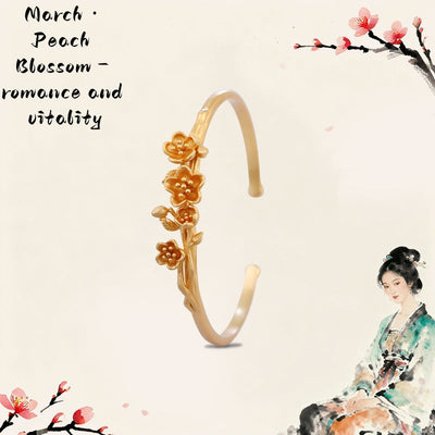 18K Gold Flower Goddess Bangle Series
