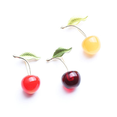 Cherry natural agate brooch