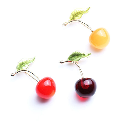 Cherry natural agate brooch