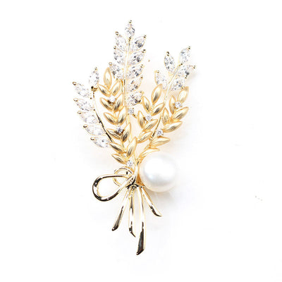 Wheat ear natural freshwater pearl brooch