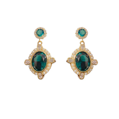 Elegant oval natural crystal earrings