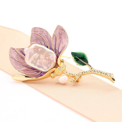 Baroque Pearl Magnolia Brooch