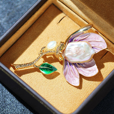 Baroque Pearl Magnolia Brooch