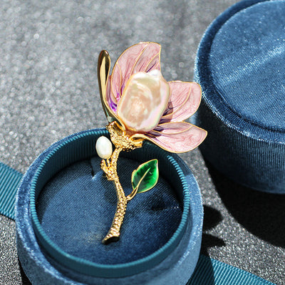 Baroque Pearl Magnolia Brooch