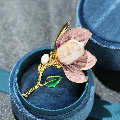 Baroque Pearl Magnolia Brooch