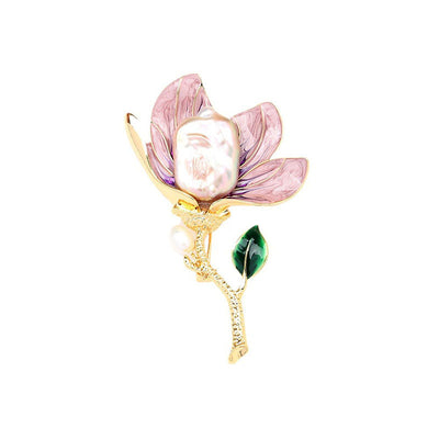 Baroque Pearl Magnolia Brooch