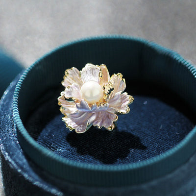 Multi-layered Peony Natural Freshwater Pearl Brooch