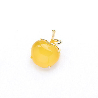 Yellow Apple Natural Agate Brooch