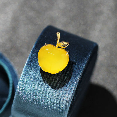 Yellow Apple Natural Agate Brooch