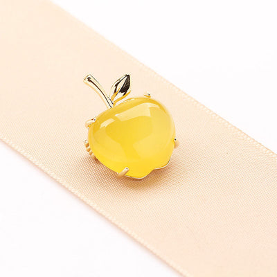 Yellow Apple Natural Agate Brooch