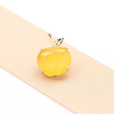 Yellow Apple Natural Agate Brooch