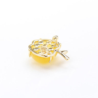 Yellow Apple Natural Agate Brooch