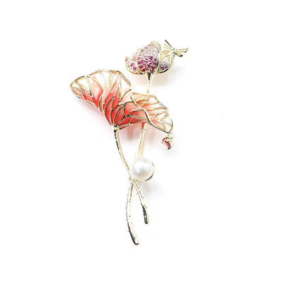 Lotus leaf and lotus brooch