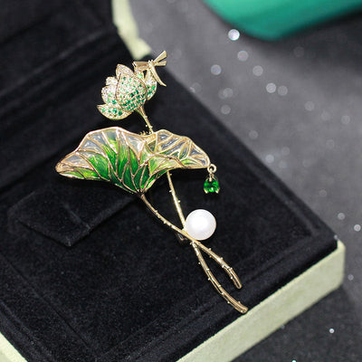 Lotus leaf and lotus brooch