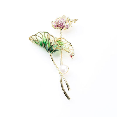 Lotus leaf and lotus brooch