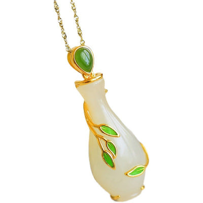 Jade bottle • Emerald Jade Stone necklace