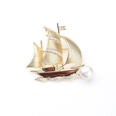 Smooth sailing natural freshwater pearl brooch
