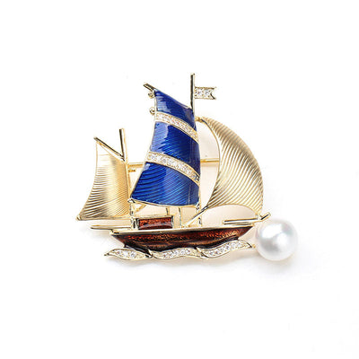 Smooth sailing natural freshwater pearl brooch
