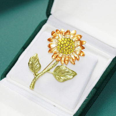 Sunflower flower brooch