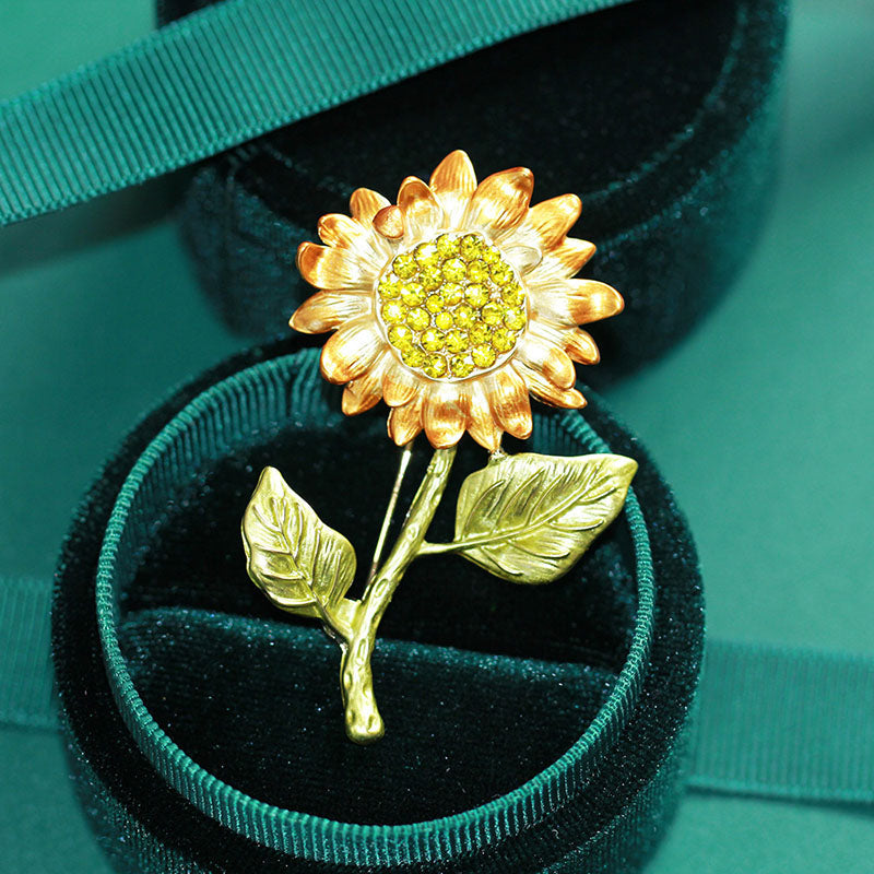 Sunflower flower brooch