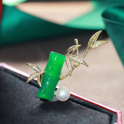 Pearl Bamboo Natural Agate Brooch