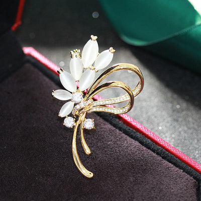 Natural cat's eye bouquet brooch