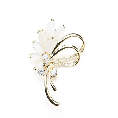 Natural cat's eye bouquet brooch