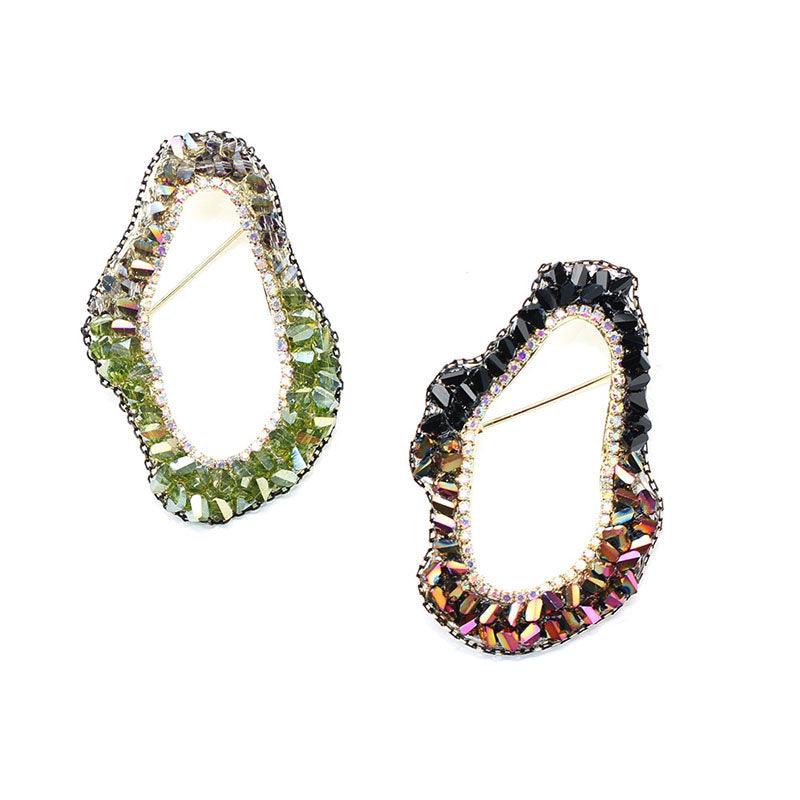 Irregular shape natural crystal brooch