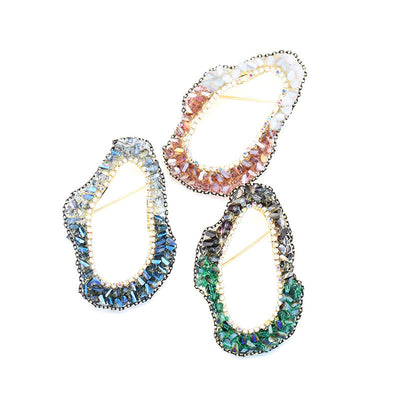 Irregular shape natural crystal brooch