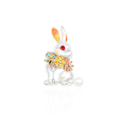 Cute cartoon white rabbit brooch