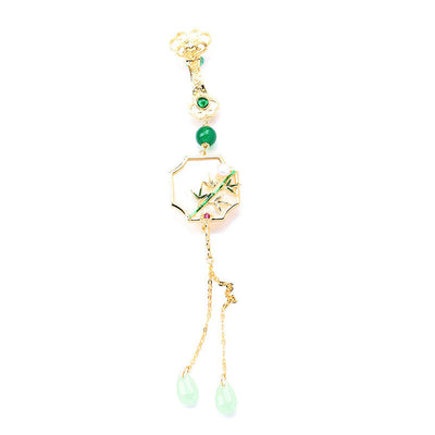Natural shell tassel brooch