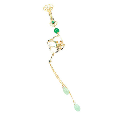 Natural shell tassel brooch