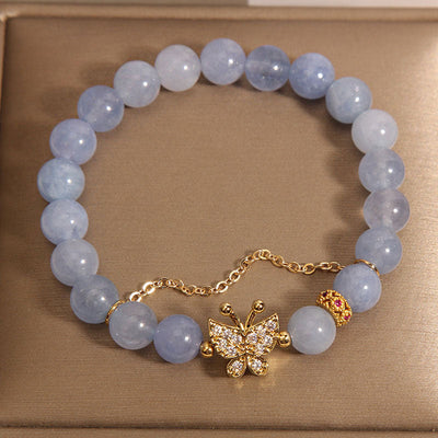 Exquisite diamond butterfly natural crystal bracelet
