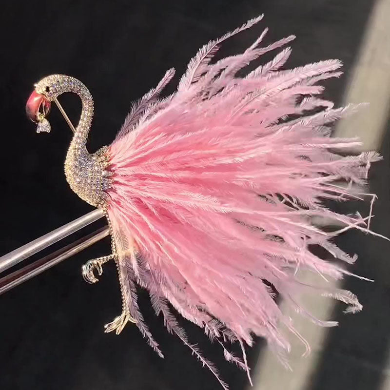 Elegant flamingo brooch