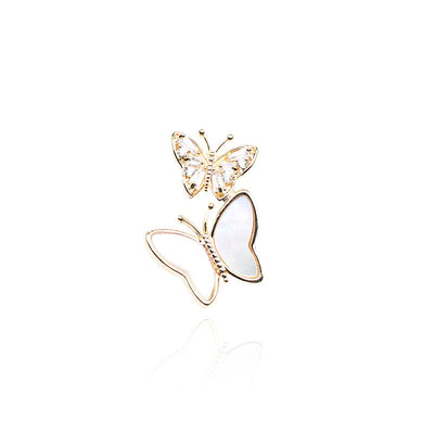 Double Butterflies Natural Fritillary Brooch