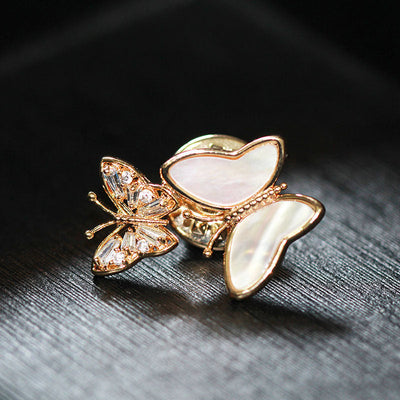 Double Butterflies Natural Fritillary Brooch