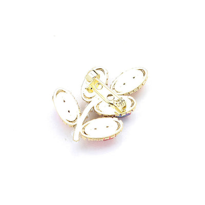 Small leaf natural crystal brooch